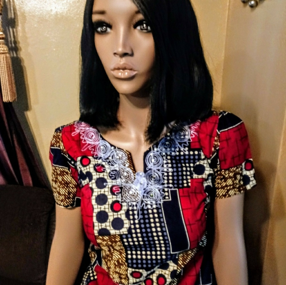 African print midi body pencil dress